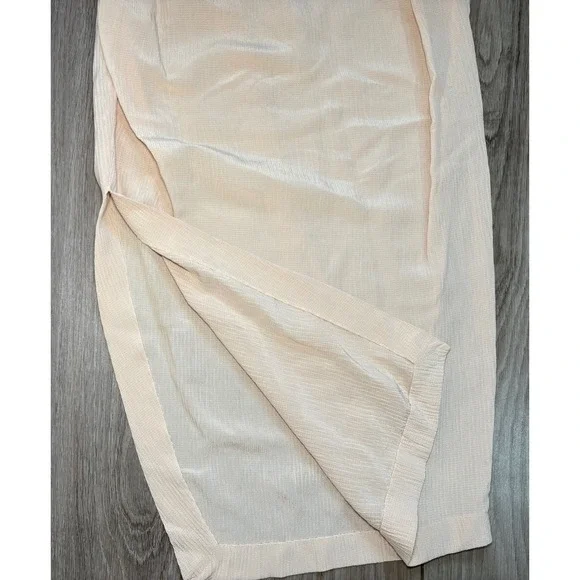 Acne Studios Textured Ruched Crepon Midi Skirt Beige High Waisted Side Slit - Picture 8 of 11